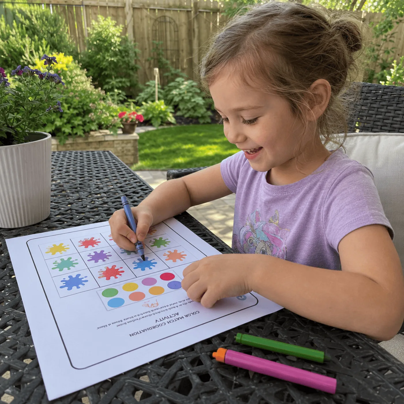 Child completing a printable activity